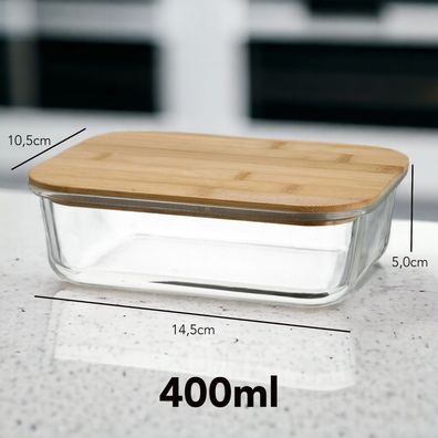 Glas Bambus Vorratsdosen Vorratsgläser Vorratsbehälter Dichtung - 0,4l / 400ml