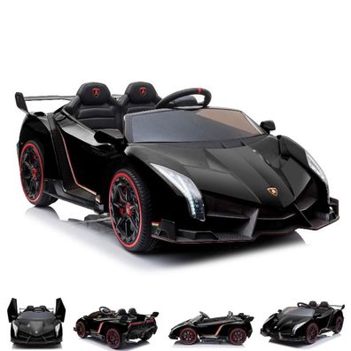 B-Ware ES-Toys Kinder Elektroauto Lamborghini Veneno, Zweisitzer, EVA, schwarz