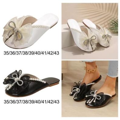 Mule Schuhe Strass Schleife Schuhe Mode Sandalen fur Straben Frauen Strand