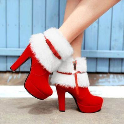 Damen Damen Block Stiefeletten Plattformen Schuhe Winter Weihnachten