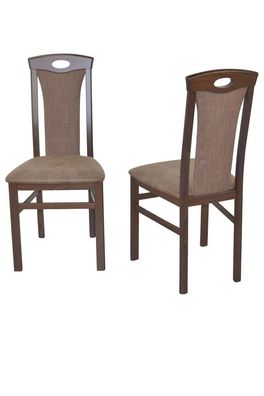 Stuhl 4581 2-er Set Angebot nußbaumfarbig, Sitz Kunstleder Rücken Strukturstoff braun