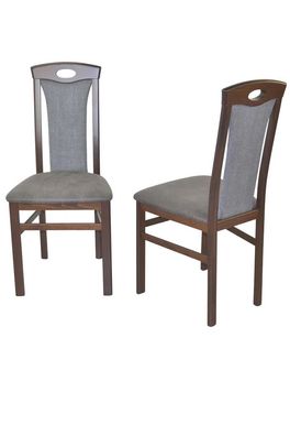 Stuhl 4581 2-er Set Angebot nußbaumfarbig, Kunstleder und Strukturstoff anthrazit