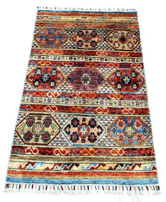 Teppich Orient Ziegler Khorjin 75x122 cm 100% Wolle Handgeknüpft lila beige