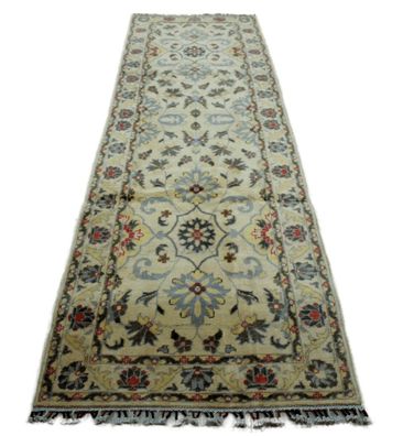 Teppich Orient Afghan Kazak Läufer 83x292 cm 100% Wolle Handgeknüpft Rug beige