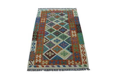 Teppich Afghan Kelim Maimana Handgewebt 100% Wolle 125x195 cm Flachgewebe Carpet