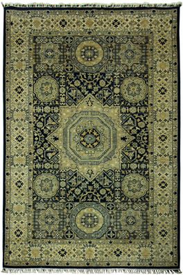 Teppich Orient Afghan Ziegler Mamluk 184x275 cm 100% Wolle Rug Handgeknüpft blau