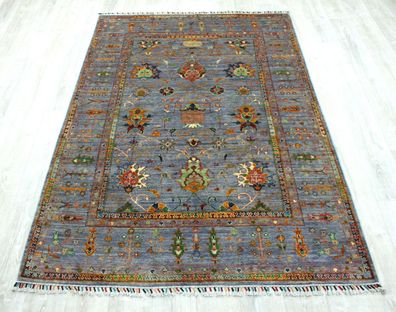 Teppich Orient Ziegler Ariana Khorjin 170x240 cm 100% Wolle Handgeknüpft grau