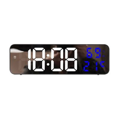 Elektronische Digitale LED-Uhr mit Temperatur und Datum Anzeige in Blau