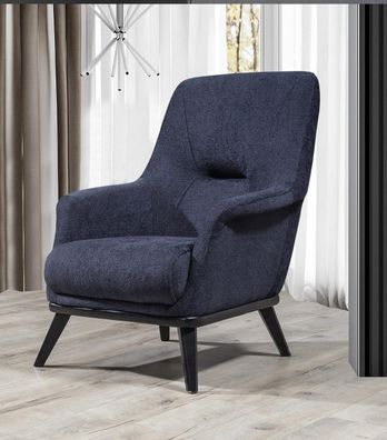 Stilvoll Sessel Blau farbe Modern Möbel in Wohnzimmer Luxus Textil neu