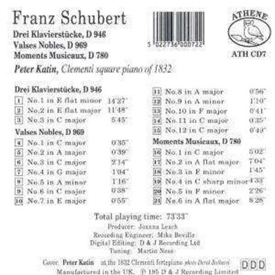 Franz Schubert (1797-1828): 3 Klavierstücke D.946 - Athene - (CD / Titel: # 0-9)