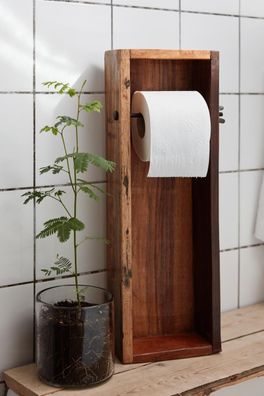 Landhaus Toilettenpapierhalter, Kiste für Toilettenpapier Kirsten, Altholz 51 cm