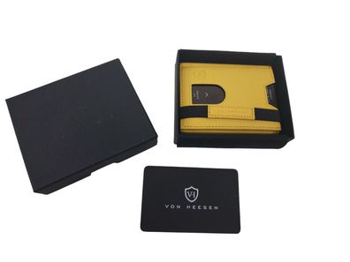 VON HEESEN Leder Slim Wallet - Geldbeutel mit RFID Schutz Geldbörse Gelb