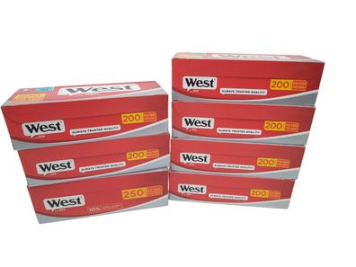 1450 Stück West Red Zigarettenhülsen ( 6x 200 + 1x 250 )