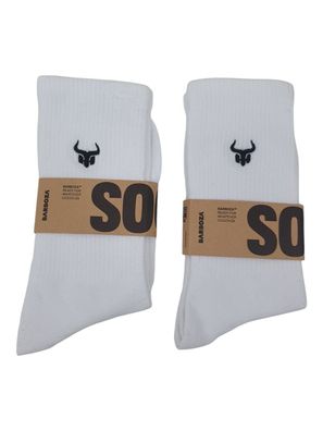 Barboza Doppelpack Crew Socks Socken Weiß Größe 41-46 schweißableitend atmungsak