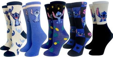 5er Pack Stitch Lustige Cartoon Socken - Walt Disney Lilo & Stitch Heroes Motivsocken