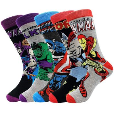 5er Pack Marvels Avengers Lustige Cartoon Socken - Marvel Comics Heroes Motivsocken