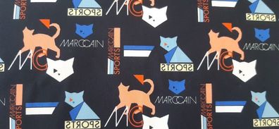 Marc Cain: Scuba Jersey "Cats", marine-orange-blau, 140 cm breit, Meterware, ab 0,5 m