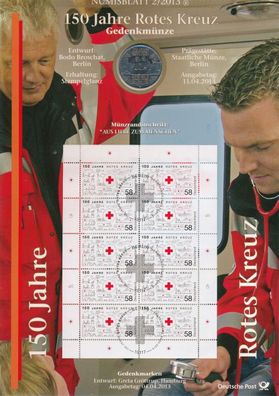 BRD 10 Euro 2013 A 150 Jahre Rotes Kreuz im Numisblatt*