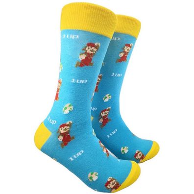 1UP Mario Socken in 3/4-Länge - Super Mario Bros Charakter Lustige Motiv-Socken