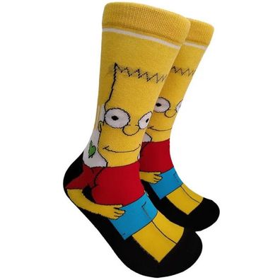 Bart Simpson 360° Socken - The Simpsons Cartoon Lustige Motiv-Socken in 3/4-Länge