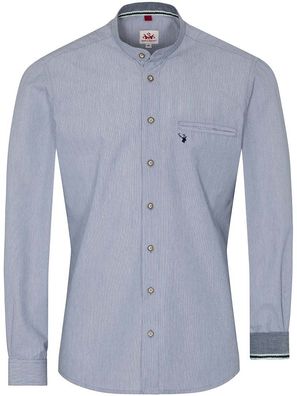 Trachtenhemd Woods Slim Fit blau - Größe: 39/40