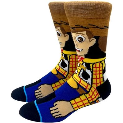 Woody 360° Socken - Disney Pixar Toy Story Cartoon Lustige Motiv-Socken in 3/4-Länge