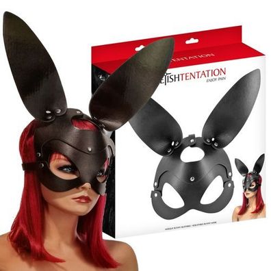 Erotische Hasenmaske mit Augenlöchern und rötlichen Ohren.