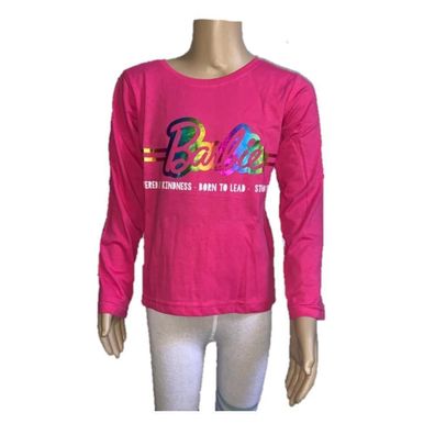 Langarm- Shirt, pink, mit farbigem Schriftzug "Barbie", Größen 104 bis ...
