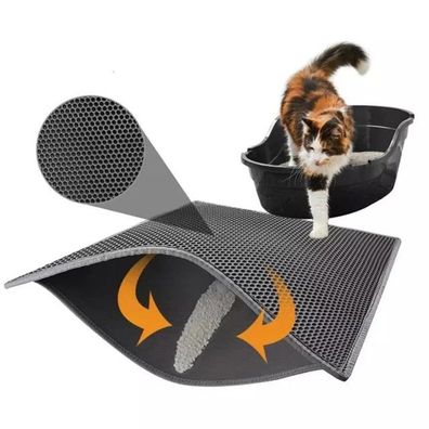 Katzenklomatte für Katzenstreu, wasserdichte doppelseitige Schaumstoffmatte Schwarz