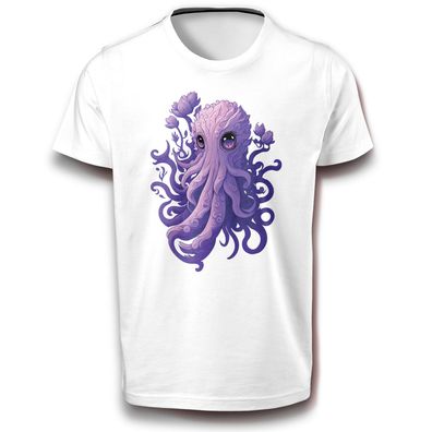 Kraken Mystisch Oktopus Ozean Tintenfisch T-Shirt weiß 152 - 3XL Baumwolle Fun Spaß