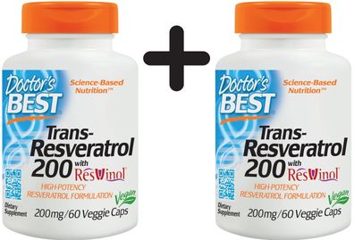 2 x Best Trans-Resveratrol, 200mg - 60 vcaps