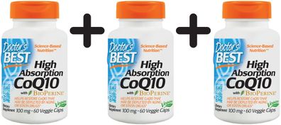 3 x High Absorption CoQ10 with BioPerine, 100mg - 60 veggie caps