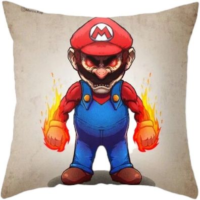 Böse Mario Kopfkissenbezug 45x45cm - Super Mario Kissenhülle mit Reißverschluss