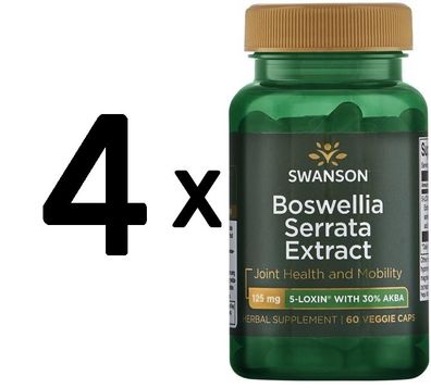 4 x 5-Loxin Boswellia Serrata Extract, 125mg - 60 vcaps