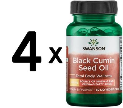 4 x Black Cumin Seed Oil, 500mg - 60 liquid vcaps