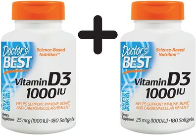2 x Best Vitamin D-3, 1000 IU - 180 softgels