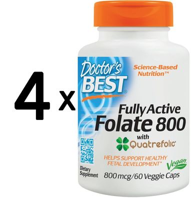 4 x Fully Active Folate 800 with Quatrefolic - 60 vcaps