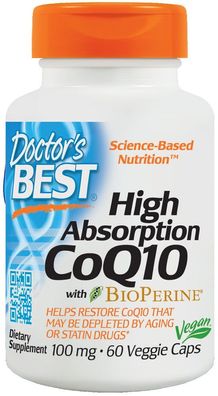 High Absorption CoQ10 with BioPerine, 100mg - 60 veggie caps