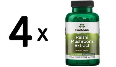 4 x Reishi Mushroom Extract, 500mg - 90 caps
