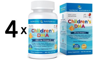 4 x Children's DHA, 250mg Strawberry - 360 softgels