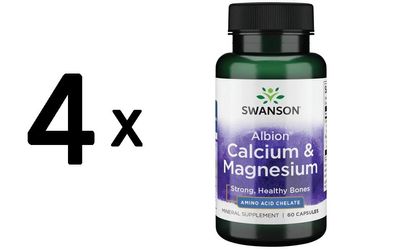 4 x Albion Chelated Calcium & Magnesium - 60 caps