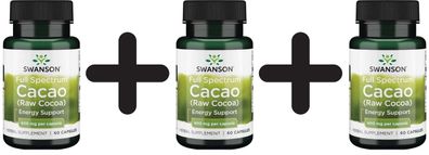 3 x Full Spectrum Cacao (Raw Cocoa), 400mg - 60 caps
