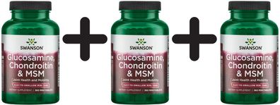 3 x Glucosamine, Chondroitin & MSM, 750/600/300mg - 360 mini-tabs