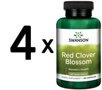 4 x Red Clover Blossom, 430mg - 90 caps