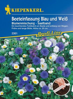 Blumenmischung Beeteinfassung Blau und Weiss einjährig Saatband 5mtr