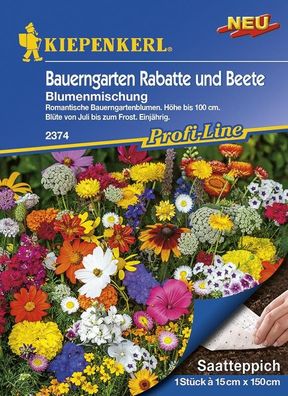 Blumenmischung Bauerngarten Rabatte und Beete Saatteppich (15cm x 150cm)