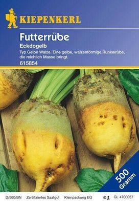 Futterrübe Eckdogelb 500 g, gelbe walzenförmige Runkelrübe, bringt reichlich