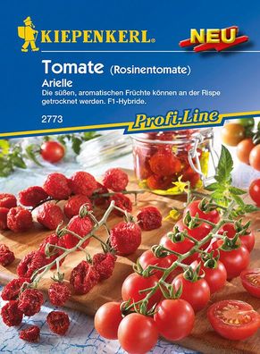 Tomaten Rosinentomate Arielle, rote Cherry-Tomaten reift an langen Rispen,