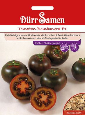 Kirsch-Tomaten Bombonera F1, kleinfrüchtige schwarze Kirschtomate, Ideales...