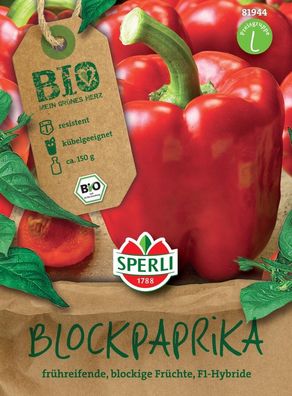 BIO Blockpaprika F1, große blockige Früchte reifen sehr früh von grün nach...